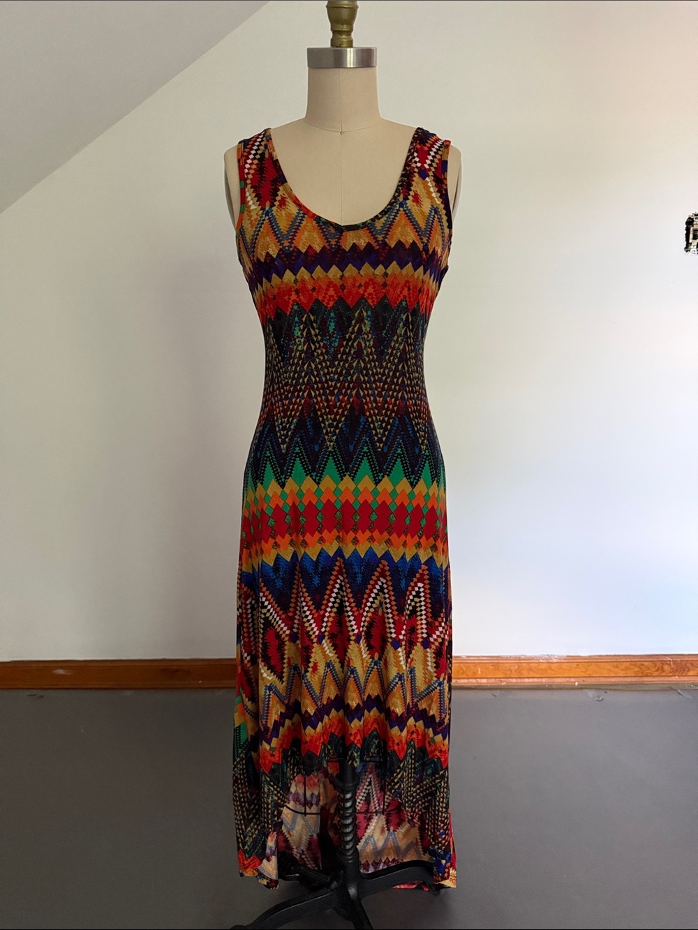 Chevron Form Fitting Maxi Dress